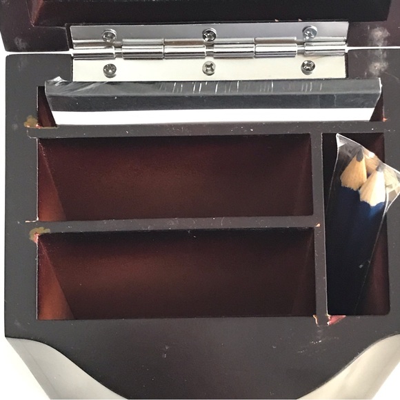 Vintage Playing Cards Wooden Box Hinged Top Decorated All 4 Suits - Picture 9 of 15